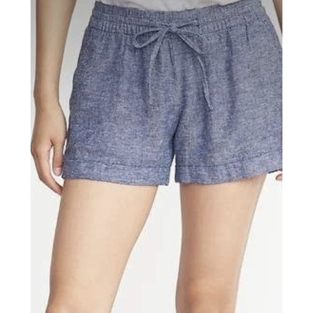Old Navy Womens Shorts Linen Blend Mid-Rise Blue Denim Chambray Medium